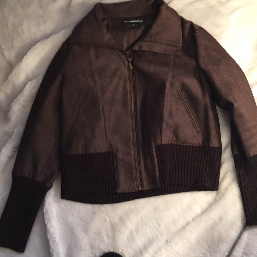 Ellen Tracy company lined cotton jacket brown XL🔥